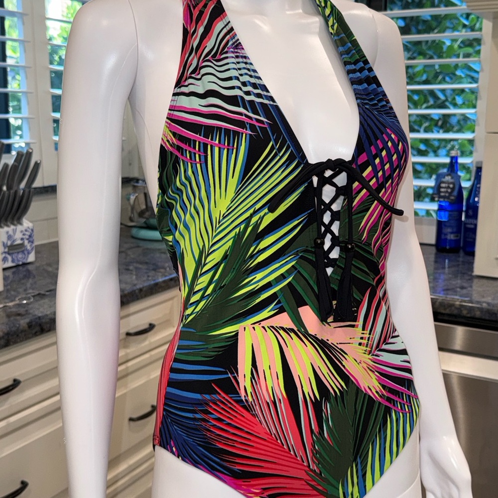 Skinny Dippers Miraclesuit Bright Lights Sirene Halter One Piece Swimsuit S - Picture 2 of 9